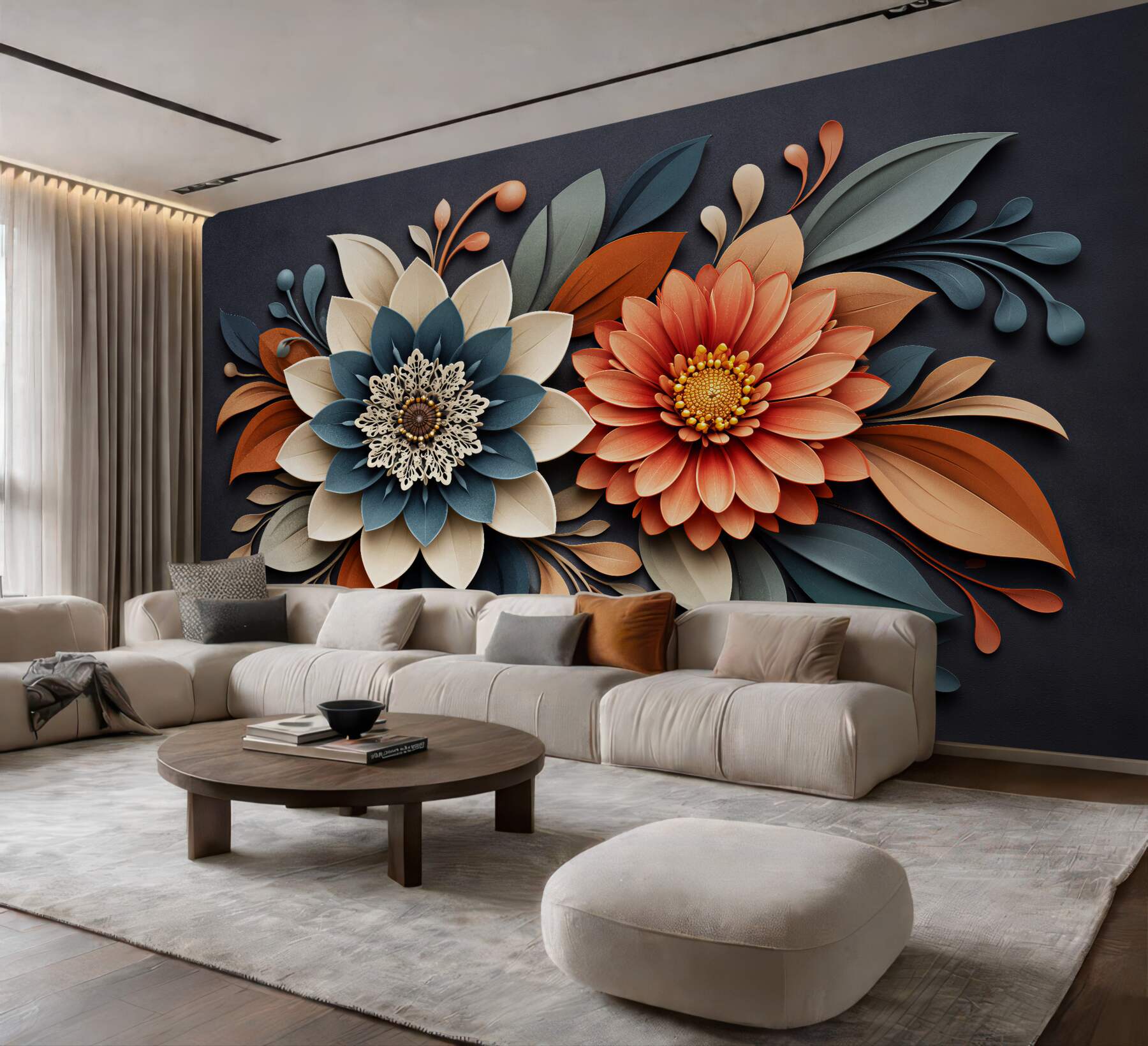 Fototapeten Papierblumen im modernen Stil