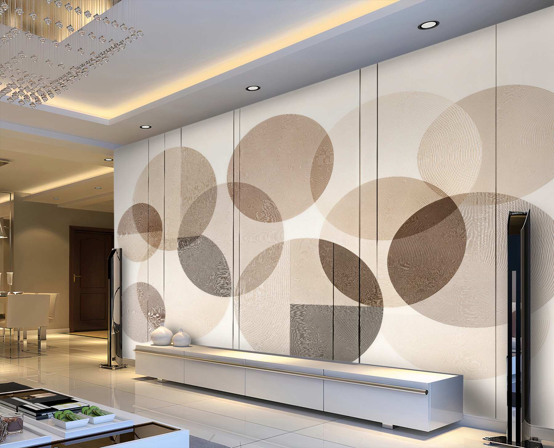 Fototapeten Beige Kreise in moderner Harmonie