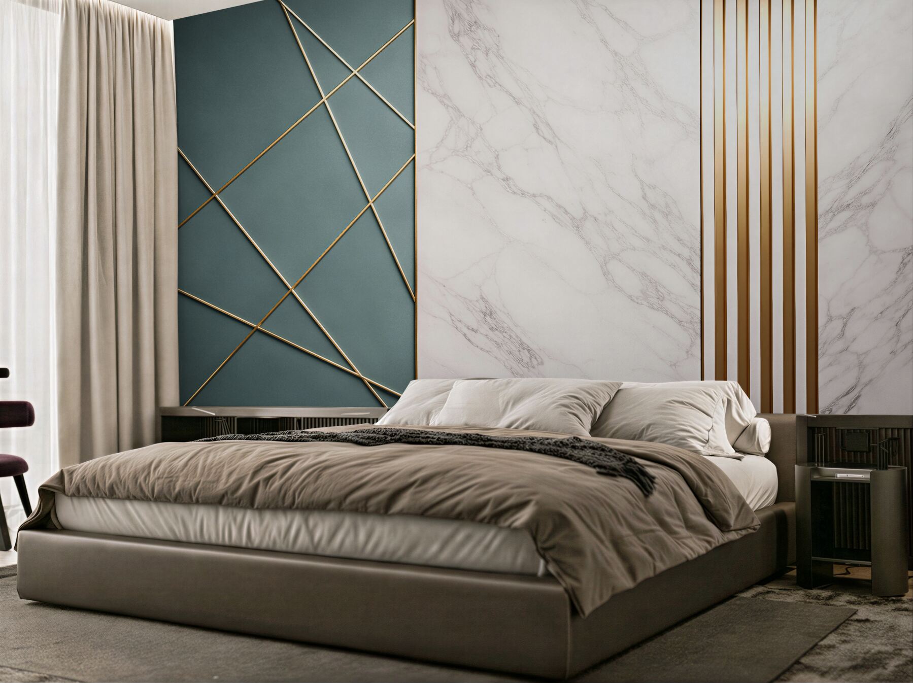 Fototapeten Marmor und goldene Linien im Glamour-Stil