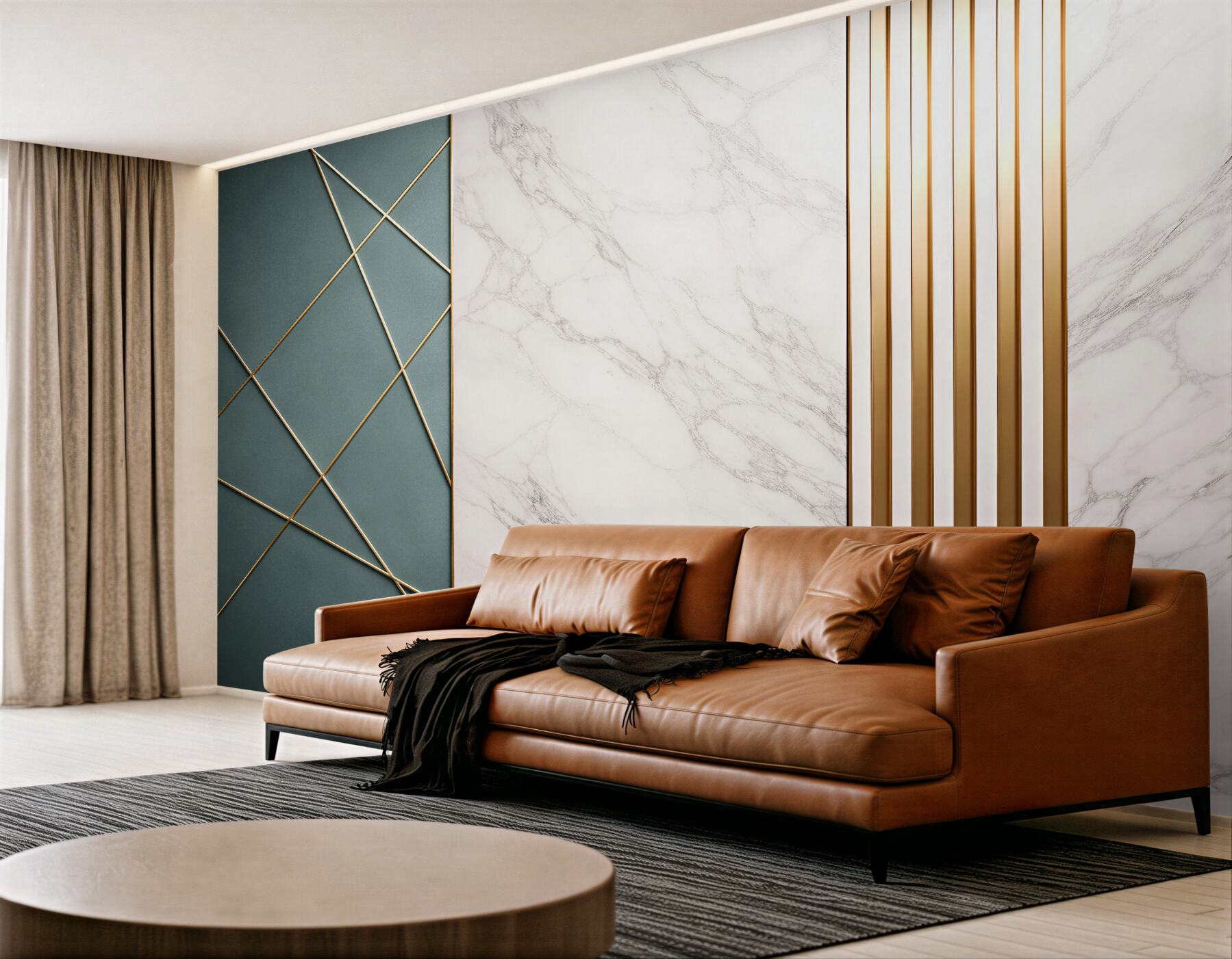 Fototapeten Marmor und goldene Linien im Glamour-Stil
