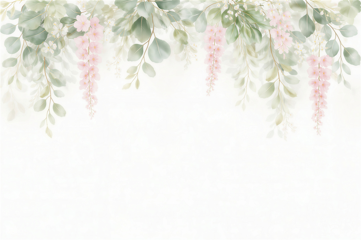 Fototapeten Pastellfarbene Blumen und Blätter