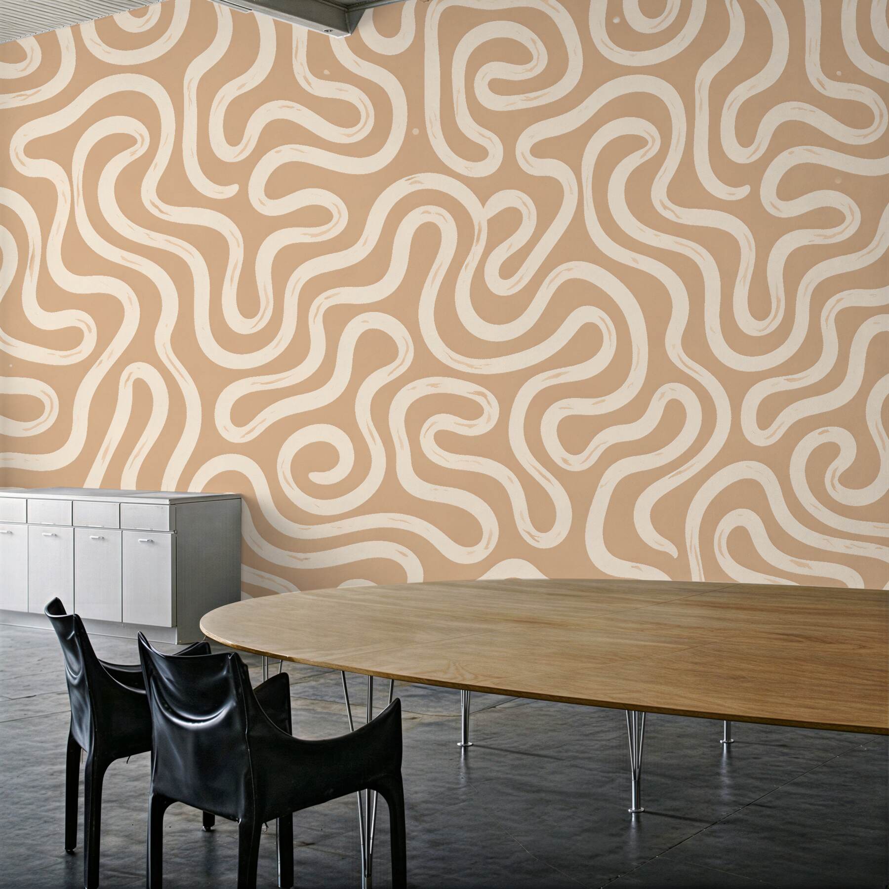 Fototapeten Beige abstrakte Retro-Linien