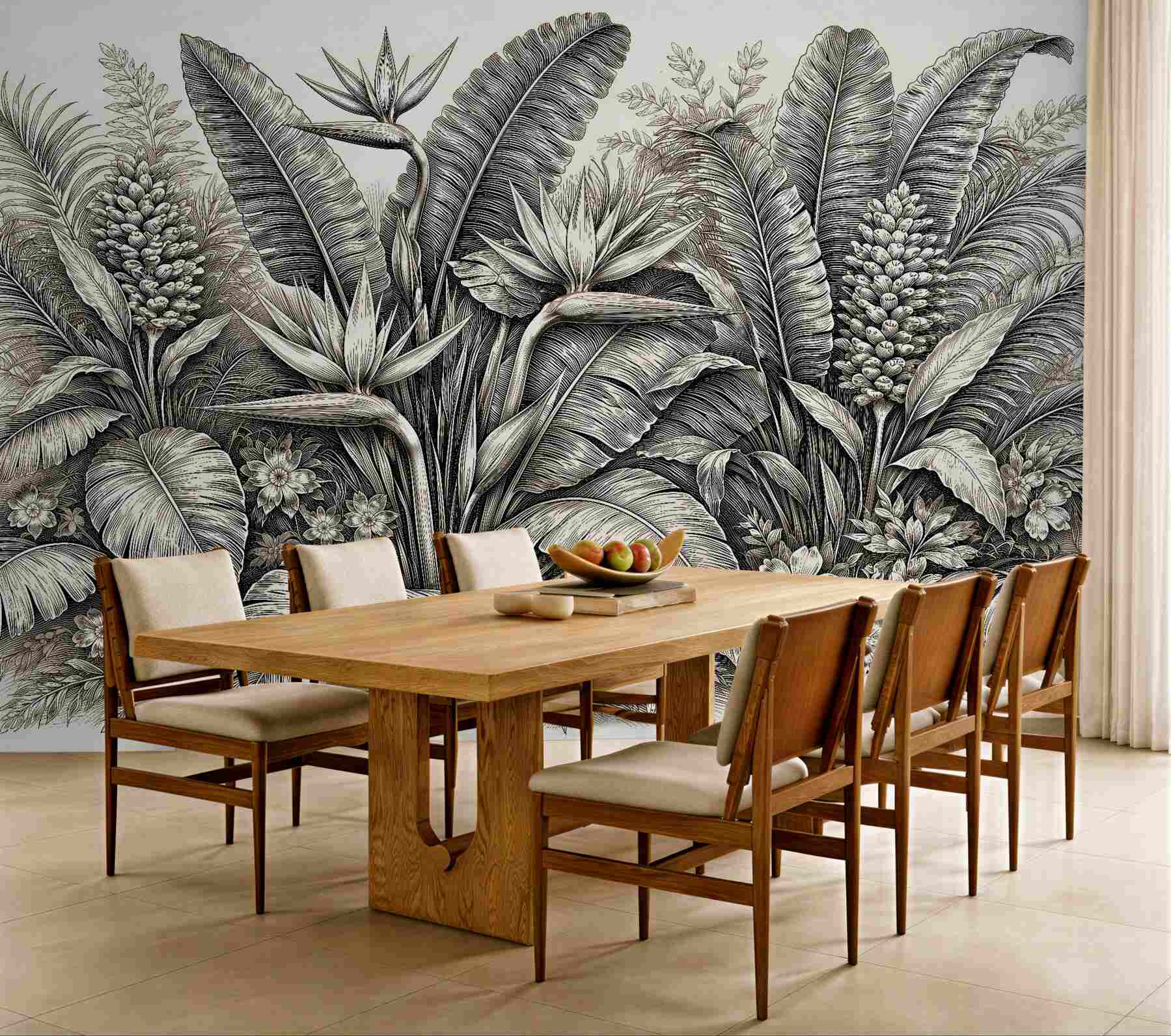 Fototapeten Tropischer Garten als Zeichnung